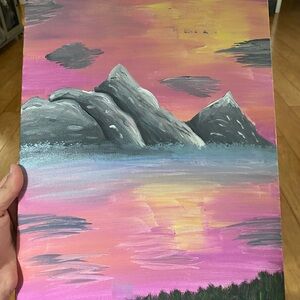 Sunset Mountain Canvas Board Art